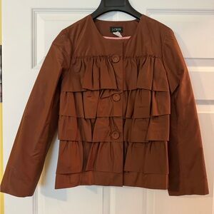 J.Crew Brown Silk Jacket with Pink Accent